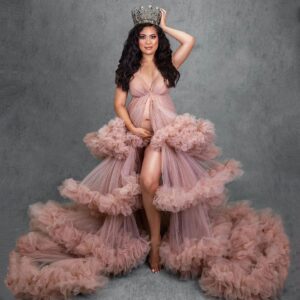 Extra Puffy Ruffled Maternity Photoshoot Dress