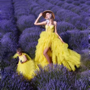 Yellow Mom And Daughter Tulle Dresses