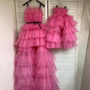 Hot Pink Mother And Kids Tulle Dress