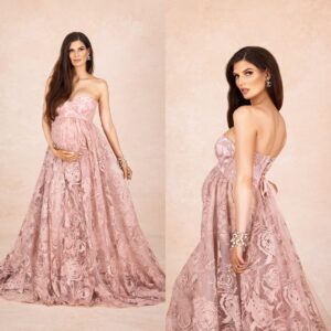 Lace Pink Maternity Dress