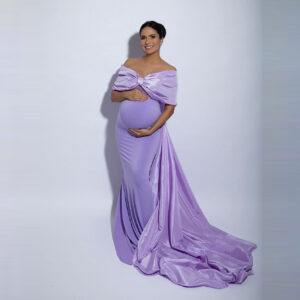 Elegant Purple Bow Mermaid Maternity Dresses