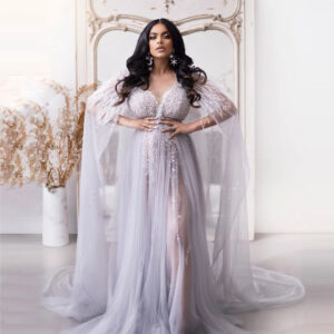 Elegant See Thru Tulle Maternity Dress