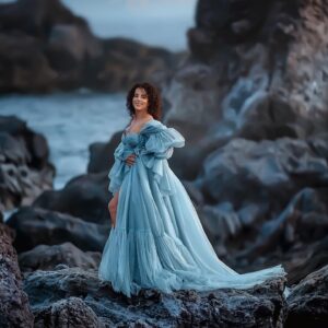 Long Sleeve Sweetheart Maternity Photoshoot Dress
